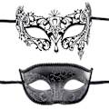 Miniatyrbild 1 av 3: Par venetiansk mask, 2 delar, maskeradmask för karnevalsfest Kostym Balfest karnevalskväll
