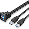 Miniatyrbillede 1 af 5: Dobbelt Usb3.0 Kvadratisk Flush Mount - 2M 6Ft USB 3.0 Forlængelse