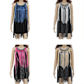 Miniatyrbilde 2 av 5: Kvinners O-hals Sequin Frynser Flapper Dansekjole Latin Salsa Ballroom Kostyme Gatsby Cocktailkjole Apricot