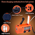 Miniatyrbillede 6 af 6: Solar Emergency Hand Crank Radio 5000mAh, med læselampe, LED lommelygte, SOS Alarm