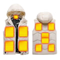 Miniatyrbilde 1 av 5: Oppvarmet vest for kvinner med avtakbar hette, lett og varm jakke yttertøy Beige XXL