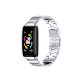 Miniatyrbillede 1 af 4: Smartwatch-rem til Huawei Strap 6/Honor Strap 6/7 MIJOBS rustfrit stål metalspænde urrem med bambusled (sølv)