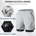 Miniatyrbillede 1 af 3: 2-i-1 løbeshorts til mænd med lynlåslommer Hurtigtørrende træningsshorts til træning i træningscenteret Black M