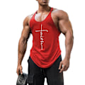 Miniatyrbild 2 av 2: Herrväst Bodybuilding Gymkläder Träning Löpning Träning Tank Top Ärmlös Väst Red M