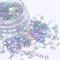 Miniatyrbillede 3 af 4: 3D bogstav neglekunst glitter pailletter 5 kasser holografisk negledekoration