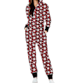 Miniatyrbilde 1 av 5: Dame Jule Onesie En-delt Glidelås Jumpsuit Hoodie Playsuit Pyjamas Xmas Nattøy Loungewear Snowflake Plaid L