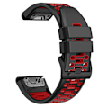 Miniatyrbilde 2 av 5: For Garmin Fenix 7/ 7 Pro Silikonurrem 22mm Dual Color med 3 rader hull Black Red