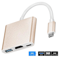 Miniatyrbild 2 av 5: Typ C Adapter, USB 3.1 Hub (usb-c Thunderbolt 3 Port-kompatibel) Till USB 3.0 HDMI Typ C hona Laddare Adapter Converter kompatibel med Macboo Gold