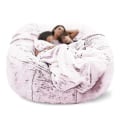 Miniatyrbillede 2 af 3: Lazy Sofa Bean Bag Kunstig Pels Bean Bag Bean Sofa Snow red 135cm*65cm