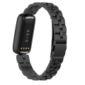 Miniatyrbilde 3 av 5: For Fitbit Luxe Special Edition 3-perler, rustfritt stål, flatt spenneklokkebånd Black