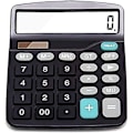Miniatyrbillede 1 af 5: Elektronisk skrivebordslommeregner med 12-cifret stort display, solbatteri, LCD-display, kontorlommeregner, sort