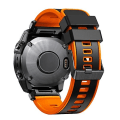 Miniatyrbillede 1 af 3: Til Garmin Fenix ​​7x 26 mm Plain Weave To-farve Quick Release Silikone Watch Band Black Orange