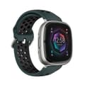 För Fitbit Sense 2 Tvåfärgad perforerad klockarm i silikon som watch Olive Green - Black