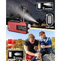 Miniatyrbilde 4 av 5: Nødradio med håndsveiv og 3 LED-lommelykter, egnet for innendørs og utendørs camping, rød