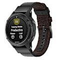 Miniatyrbilde 2 av 5: Klokkebånd i lerret og lær for Garmin Fenix5 Plus, håndleddsremstørrelse: 150+110 mm Brown