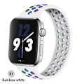 Miniatyrbild 1 av 5: Solo Loop-rem för Apple Watch Band 44mm 40mm 38mm 42mm Andas Silikon Elastiskt bälte Armband Band Iwatch Series 3 4 5 Se 6 rainbow white 42mm or 44mmS