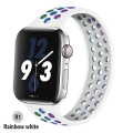Miniatyrbilde 1 av 5: Solo løkkestropp for Apple Watch Band 44 mm 40 mm 38 mm 42 mm pustende silikon elastisk belte armbånd Iwatch Series 3 4 5 Se 6 rainbow white 38mm or 40mmS