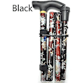 Miniatyrbillede 2 af 3: Sammenfoldelig spadserestok Justerbar aluminiumsblomstret vandrestok til vandring Camping Holdbar mobilitetshjælp Black