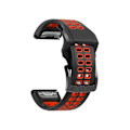 Miniatyrbilde 1 av 4: Rem for Garmin Fenix 7 26 mm dobbel rad hull to-farget silikon klokkestropp svart rød