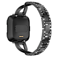 Miniatyrbilde 4 av 5: X-formet diamantbesatt solid klokkerem i rustfritt stål for Fitbit Versa Lite Black