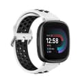 För Fitbit Versa 4 tvåfärgade perforerade klockband i silikon som watch White-Black