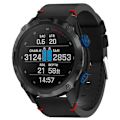 Miniatyrbillede 1 af 5: Til Garmin Descent Mk 2i 26mm Læder Sutur Stål Spænde Urbånd Black