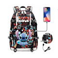 Miniatyrbillede 1 af 4: Lilo og Stitch Skole Tasker Kapacitet Rygsække Drenge Piger Usb Opladning Rejse Stor Laptop College Studerende Skole Taske Rygsæk photo color2