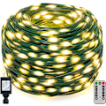 Miniatyrbilde 1 av 5: Julelys 800LED 80 meter Plug-in, IP67 Vanntett Grønn Ledning Utendørs Trelys med Fjernkontroll, 8 Moduser og Timere Juletrelys for