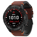 Miniatyrbillede 1 af 5: Til Garmin Fenix ​​7x Solar 26mm Læder Sutur Stål Spænde Urbånd Coffee