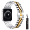 Miniatyrbild 1 av 5: Metallrem för Apple Watch 49 mm 40 mm 41 mm 42 mm 44 mm 45 mm Lyxarmband i rostfritt stål Tillbehör för Iwatch 8 7 6 5 4 3 2 Se Silver gold and tool For 38mm 40mm 41mm