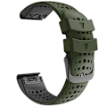 Miniatyrbillede 1 af 4: Til Garmin Fenix ​​6 To-farve Silikone Rundt Hul Quick Release Urbånd Army Green Black