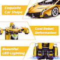 Pikkukuva 4 / 5: Kauko-ohjattava muuntautuva auto robottilelu 2.4Ghz 1:18 ladattava 360° pyörivä temppukilpailu keltainen