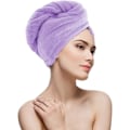 Miniatyrbillede 2 af 5: Mikrofiber Hår Tørring Håndklæde, Magisk Hår Turban Wrap Med Knap, Badehætte Hurtigtørrende Håndklæde Kompatibel Med Kvinder Børn Purple