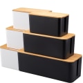 Miniatyrbillede 3 af 5: Kabelstyringsboks Medium kabelorganiseringsboks til forlængerledning Power Stripe Surge Protector Wire Management Organizer Black M