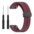 Miniatyrbilde 1 av 5: Svart spenne 22mm silikon klokkestropp for Garmin Fenix 7/forerunner 965/955/945/935 Wine Red