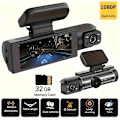 Miniatyrbillede 1 af 5: Camrea Bilkamera Optager 1080P Dual-Kamera Bil DVR med Front- & Indvendig Visning Loop Optagelse 3.16\" IPS Skærm