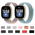 Miniatyrbillede 3 af 3: Til Fitbit Versa 3 Nylon Loop Watch Band Pearl Pink