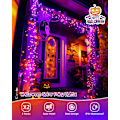 Miniatyrbillede 2 af 5: Solcelle Halloween Lys Pakke, 10 meter 100 LED Orange og Lilla Halloween Lys Kæde, 8 Tilstande Solcelle Lys Kæde til Træ Have Uhhyggelig Fest