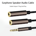Miniatyrbillede 2 af 5: Lydkabel 3,5 mm interface Hurtig transmission Stabil output Stærkt signal Plug and Play 2 i 1 lydsplitteradapter Hjem forsyning Golden