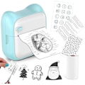 Miniatyrbillede 1 af 5: Bærbar Blækfri Termisk Stickerprinter Kompatibel med iOS og Android med 1 Rulle Blåt Papir