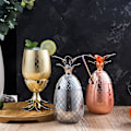 Miniatyrbillede 2 af 4: Ananas isspand med låg Drikkespand Metal rustfri stål isspand, cocktailtilbehør til drinks, 550 ml (sølv)