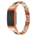 Miniatyrbild 2 av 5: X-formad watch i massivt rostfritt stål med diamanter för Fitbit Charge 2 Rose Gold