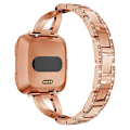 Miniatyrbilde 4 av 5: X-formet diamantbesatt solid klokkerem i rustfritt stål for Fitbit Versa Lite Rose Gold