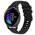 Miniatyrbillede 1 af 5: Til Garmin Venu 20 mm Wavy Dot Pattern Solid Color Silicone Watch Band Black