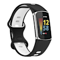 Miniatyrbillede 4 af 5: Til Fitbit Charge 5 tofarvet silikone urrem Black White