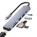 Pikkukuva 1 / 5: USB C Hub Multiport 6 in 1 USB C -sovitin