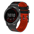 Miniatyrbilde 1 av 5: For Garmin Vivoactive 4 22 mm perforert tofarget silikonklokkerem Black-Red