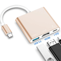 Miniatyrbild 1 av 5: Typ C Adapter, USB 3.1 Hub (usb-c Thunderbolt 3 Port-kompatibel) Till USB 3.0 HDMI Typ C hona Laddare Adapter Converter kompatibel med Macboo Gold