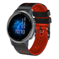 Miniatyrbilde 1 av 5: For Garmin Venu 2 22mm perforert tofarget silikonklokkerem Black-Red