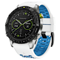 Miniatyrbilde 4 av 5: For Garmin Fenix 7/ 7 Pro Silikonurrem 22mm Dual Color med 3 rader hull White Blue